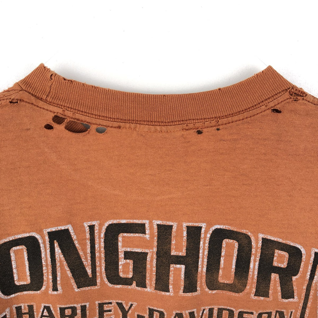 00'S Harley-Davidson Motorcycle Bike T-shirt Men's M size cotton orange type Vintage Second Hand