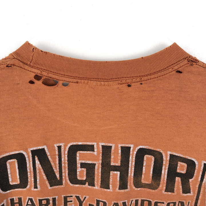 00'S Harley-Davidson Motorcycle Bike T-shirt Men's M size cotton orange type Vintage Second Hand