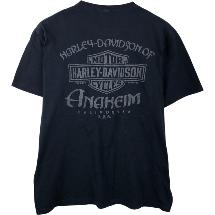 2000'S Harley-Davidson Skull Pattern Skull Wing Motorcycle Bike T-Shirt, Men's XL (approx.) cotton black type Vintage Second Hand
