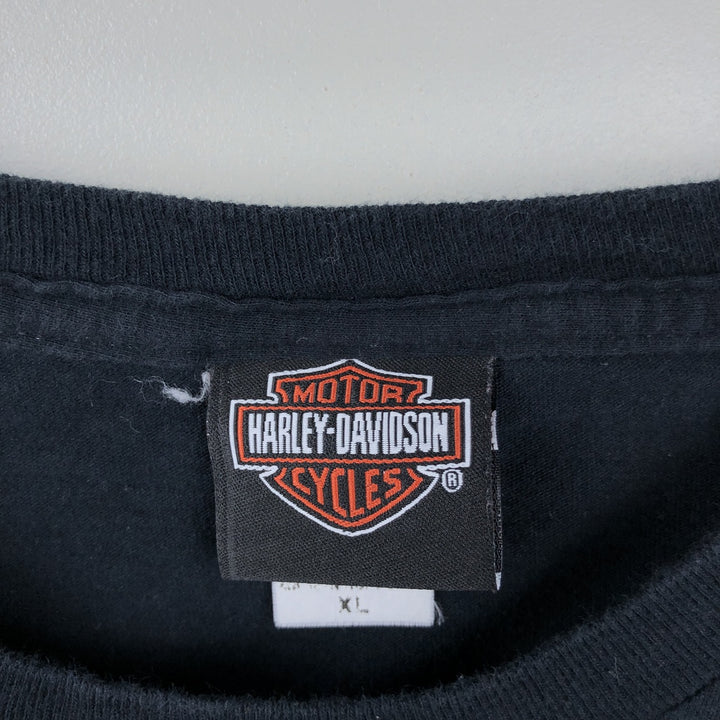 2000'S Harley-Davidson Skull Pattern Skull Wing Motorcycle Bike T-Shirt, Men's XL (approx.) cotton black type Vintage Second Hand