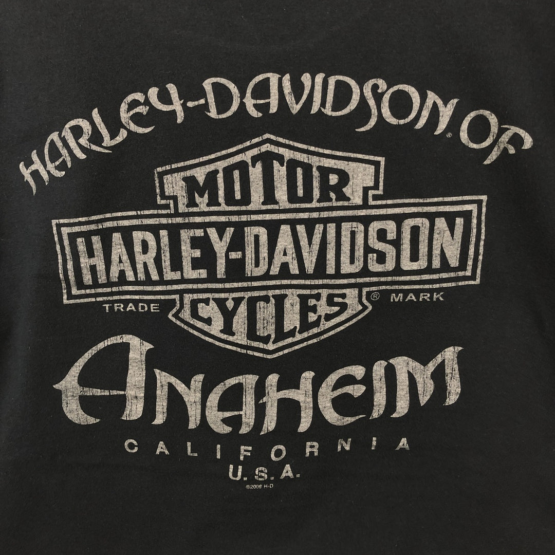 2000'S Harley-Davidson Skull Pattern Skull Wing Motorcycle Bike T-Shirt, Men's XL (approx.) cotton black type Vintage Second Hand