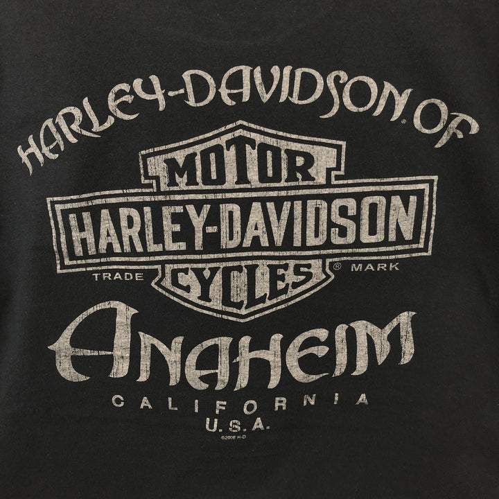2000'S Harley-Davidson Skull Pattern Skull Wing Motorcycle Bike T-Shirt, Men's XL (approx.) cotton black type Vintage Second Hand
