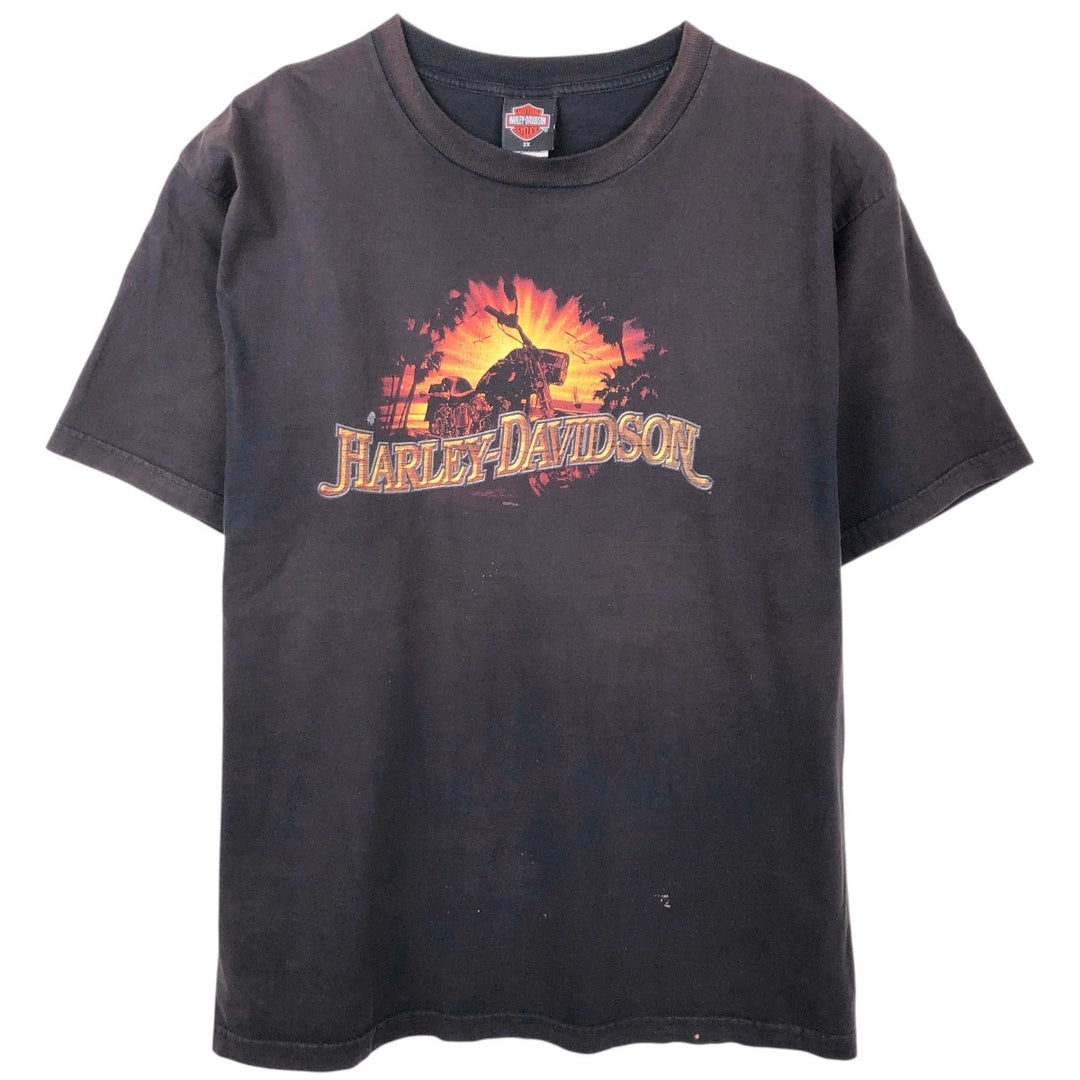2000'S Harley-Davidson Motorcycle T-Shirt, Made in USA, Men's XXL equivalent, Engine cotton black type Vintage Second Hand