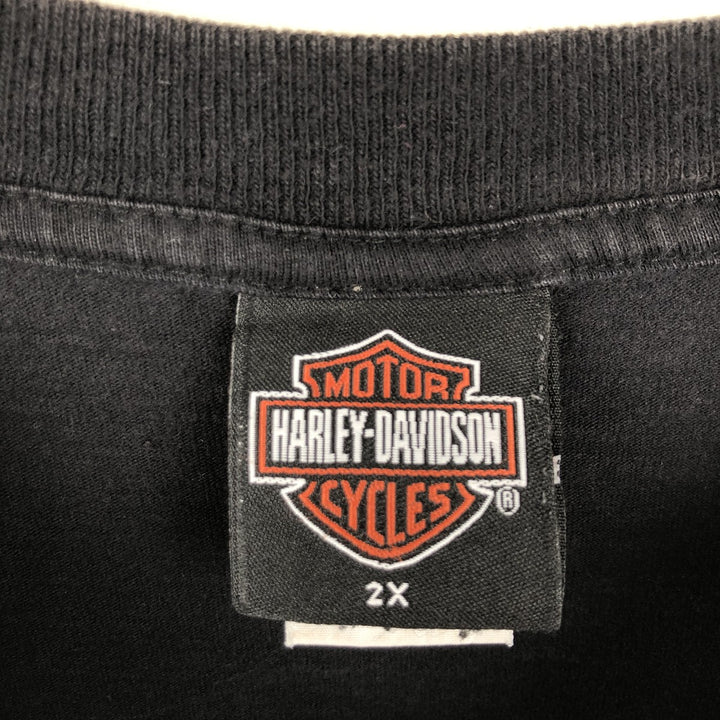 2000'S Harley-Davidson Motorcycle T-Shirt, Made in USA, Men's XXL equivalent, Engine cotton black type Vintage Second Hand