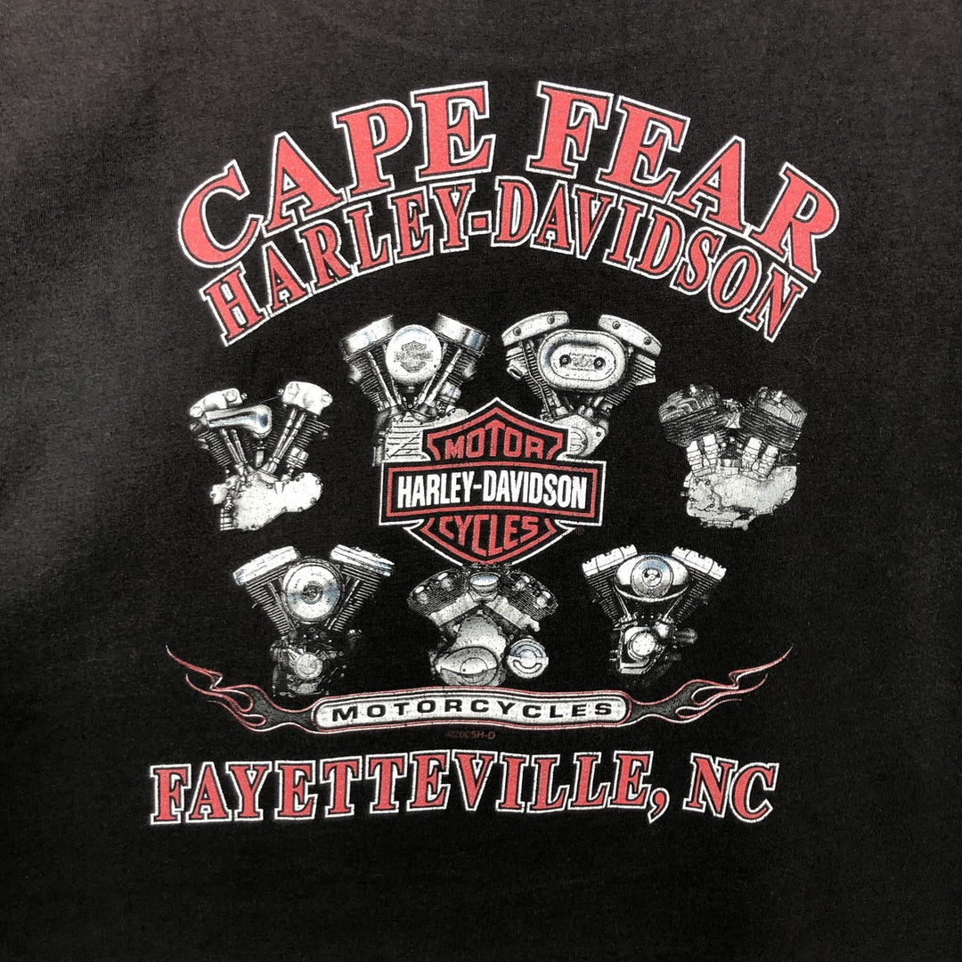 2000'S Harley-Davidson Motorcycle T-Shirt, Made in USA, Men's XXL equivalent, Engine cotton black type Vintage Second Hand