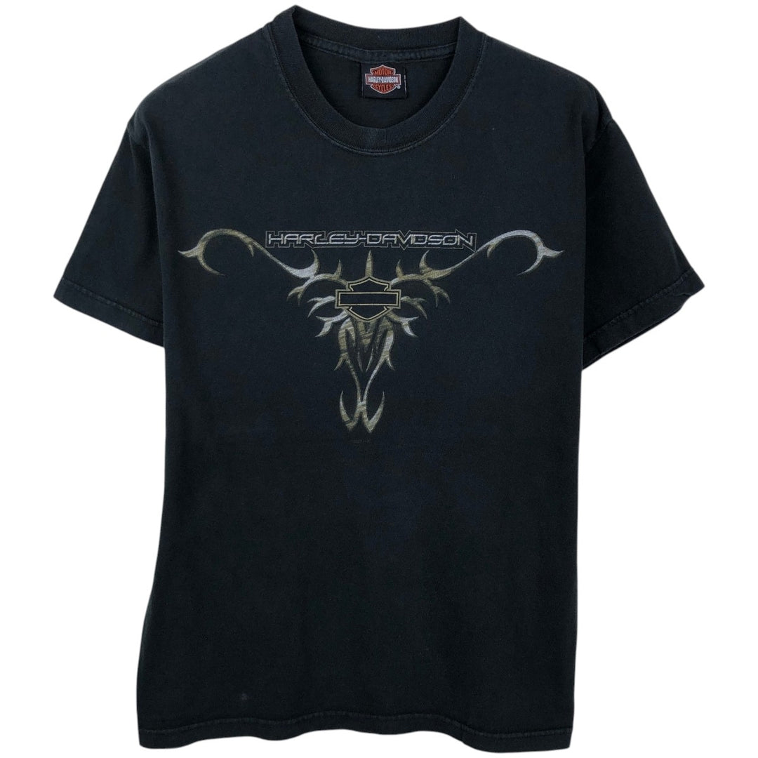 00'S Harley-Davidson Tribal Motorcycle Bike T-shirt Men's M size cotton black type Vintage Second Hand