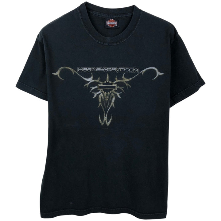 00'S Harley-Davidson Tribal Motorcycle Bike T-shirt Men's M size cotton black type Vintage Second Hand