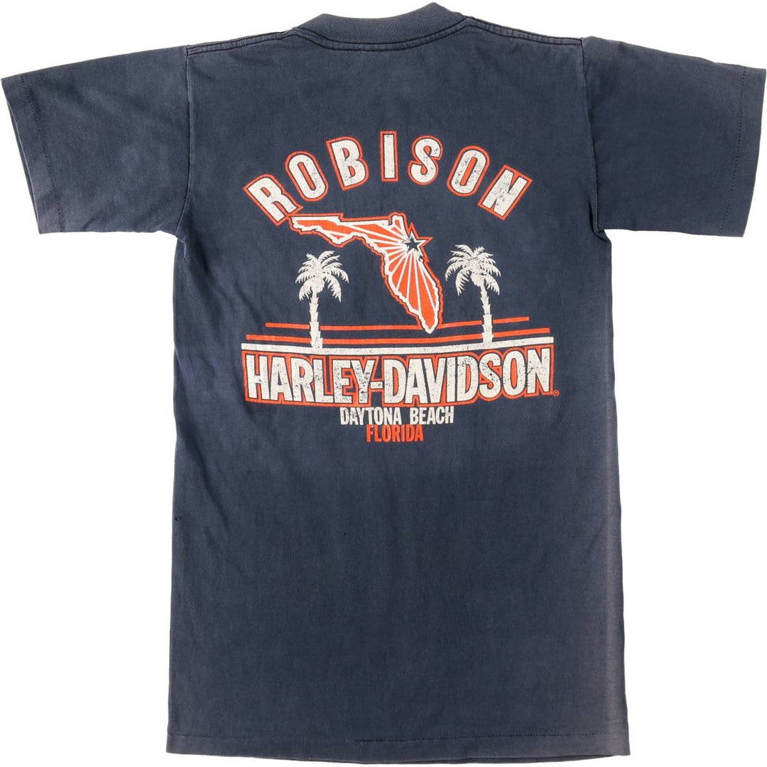 ~90'S Harley-Davidson Eagle Pattern Motorcycle T-Shirt, Made in USA, Men's Size S (approx.), Vintage cotton navy blue type Vintage Second Hand