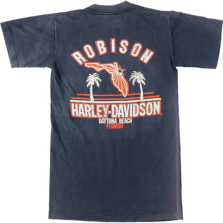~90'S Harley-Davidson Eagle Pattern Motorcycle T-Shirt, Made in USA, Men's Size S (approx.), Vintage cotton navy blue type Vintage Second Hand