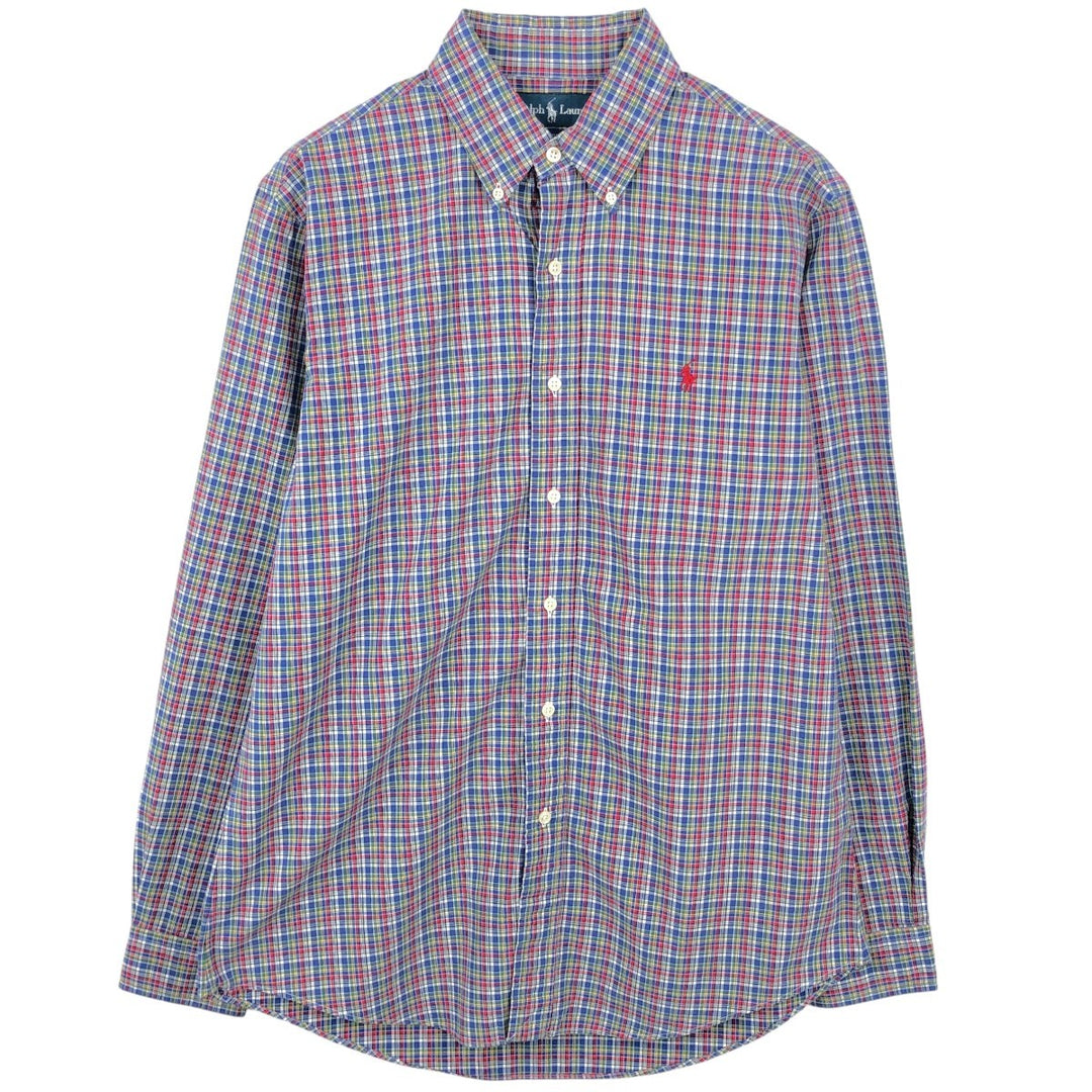 Ralph Lauren BLAKE long sleeve button down check shirt, men's size M cotton blue type Vintage Second Hand
