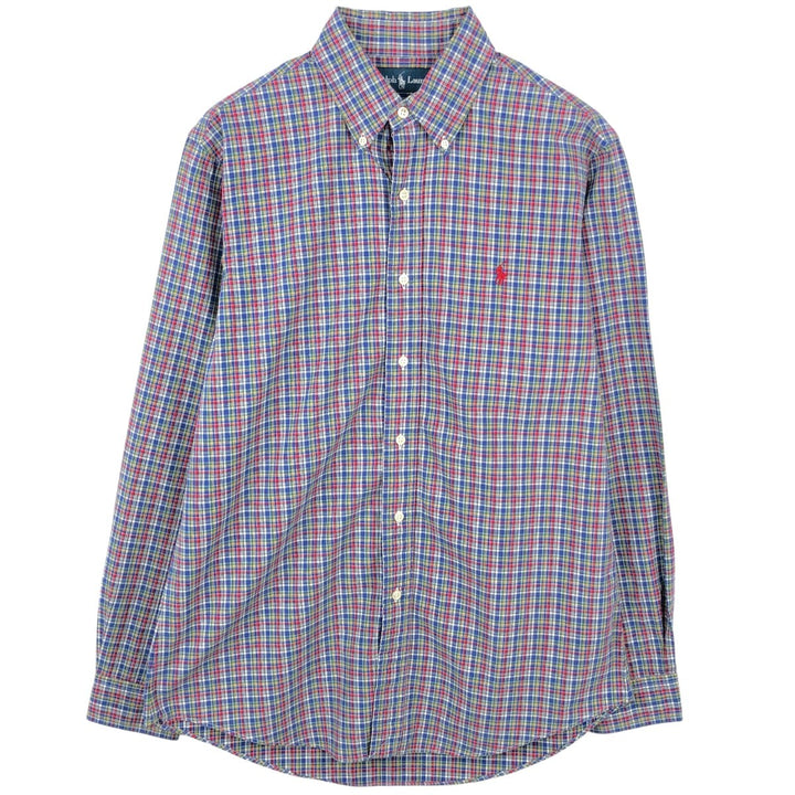 Ralph Lauren BLAKE long sleeve button down check shirt, men's size M cotton blue type Vintage Second Hand