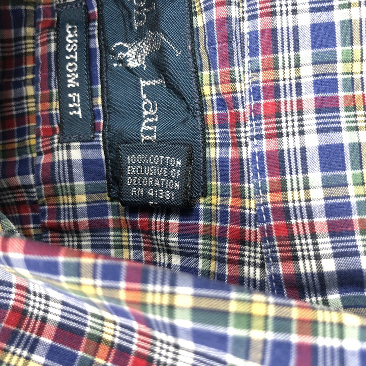 Ralph Lauren BLAKE long sleeve button down check shirt, men's size M cotton blue type Vintage Second Hand