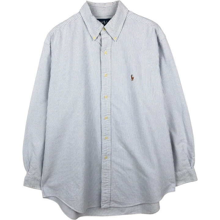 Ralph Lauren YARMOUTH Long Sleeve Button-Down Striped Shirt, Men's Size L cotton white type Vintage Second Hand