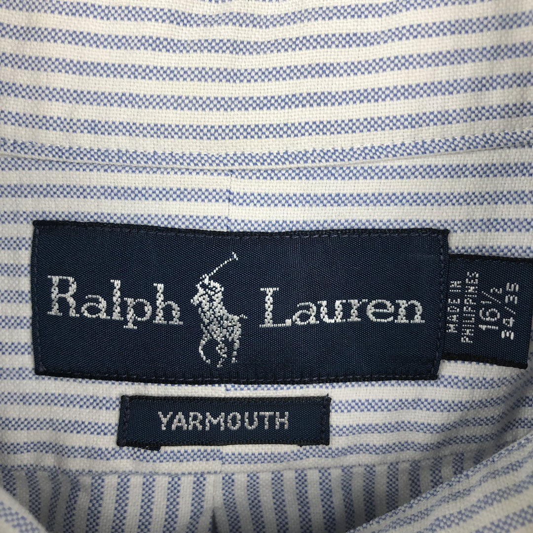 Ralph Lauren YARMOUTH Long Sleeve Button-Down Striped Shirt, Men's Size L cotton white type Vintage Second Hand