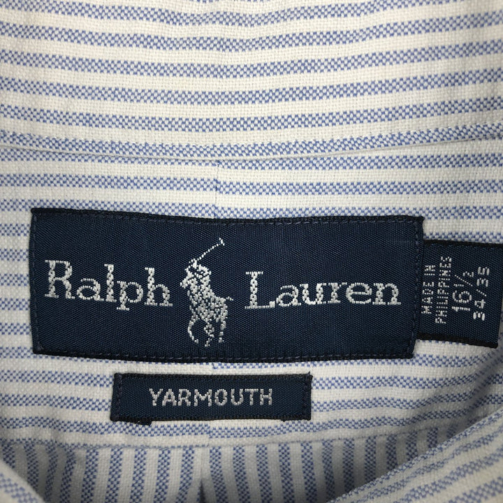 Ralph Lauren YARMOUTH Long Sleeve Button-Down Striped Shirt, Men's Size L cotton white type Vintage Second Hand