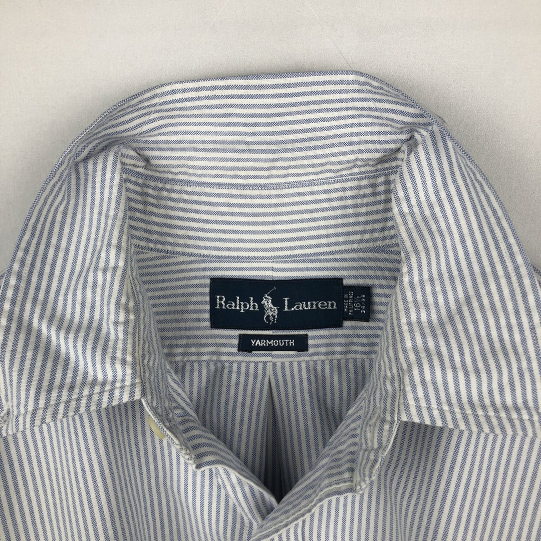 Ralph Lauren YARMOUTH Long Sleeve Button-Down Striped Shirt, Men's Size L cotton white type Vintage Second Hand