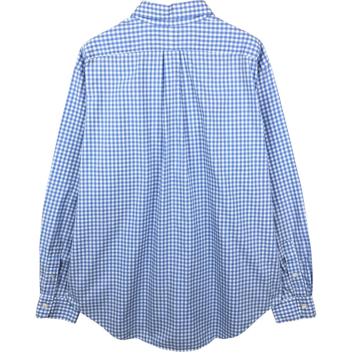 Ralph Lauren Classic Fit Gingham Check Long Sleeve Button-Down Check Shirt, Men's Size XL cotton Blue type light blue Vintage Second Hand