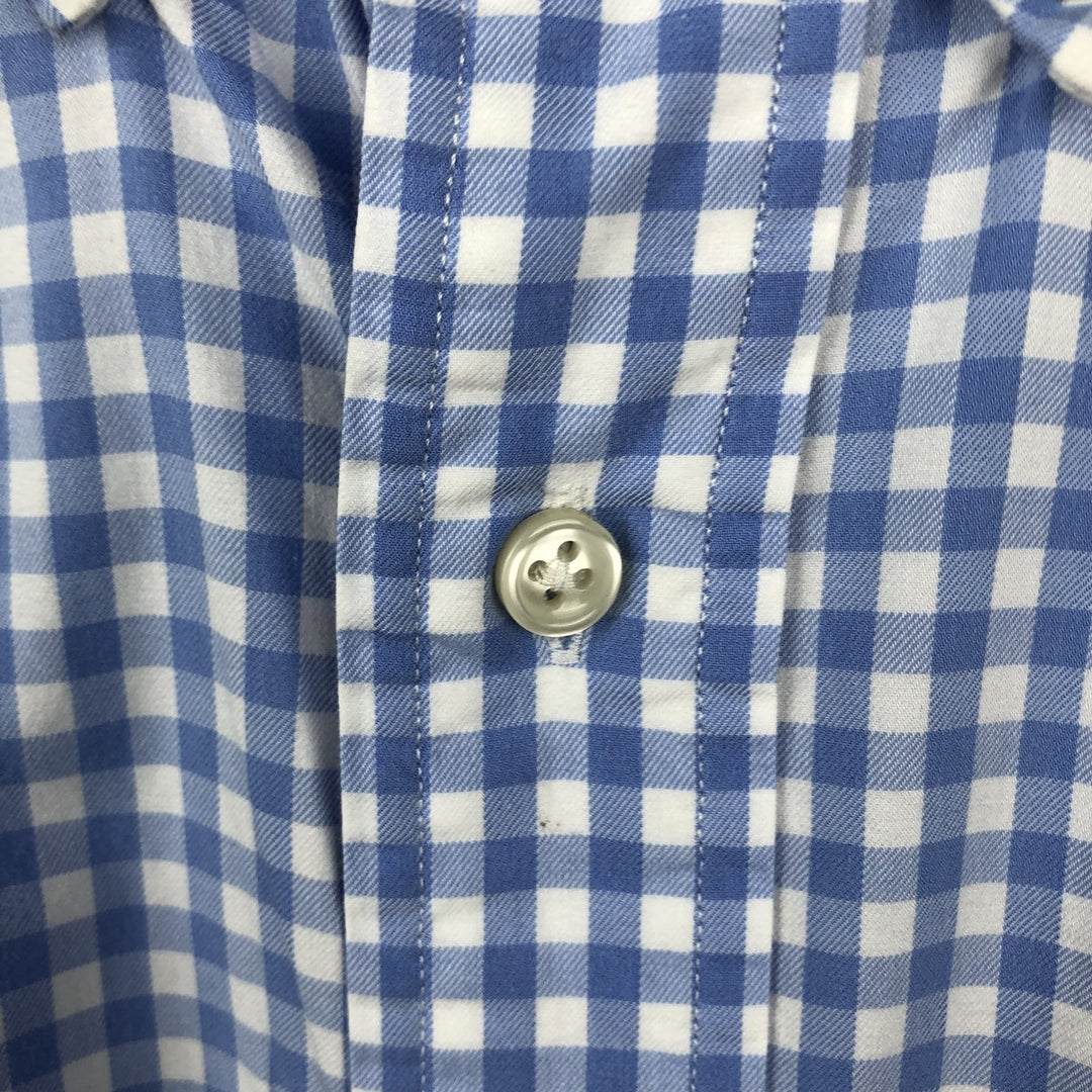 Ralph Lauren Classic Fit Gingham Check Long Sleeve Button-Down Check Shirt, Men's Size XL cotton Blue type light blue Vintage Second Hand