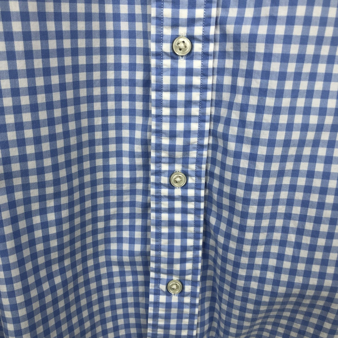 Ralph Lauren Classic Fit Gingham Check Long Sleeve Button-Down Check Shirt, Men's Size XL cotton Blue type light blue Vintage Second Hand