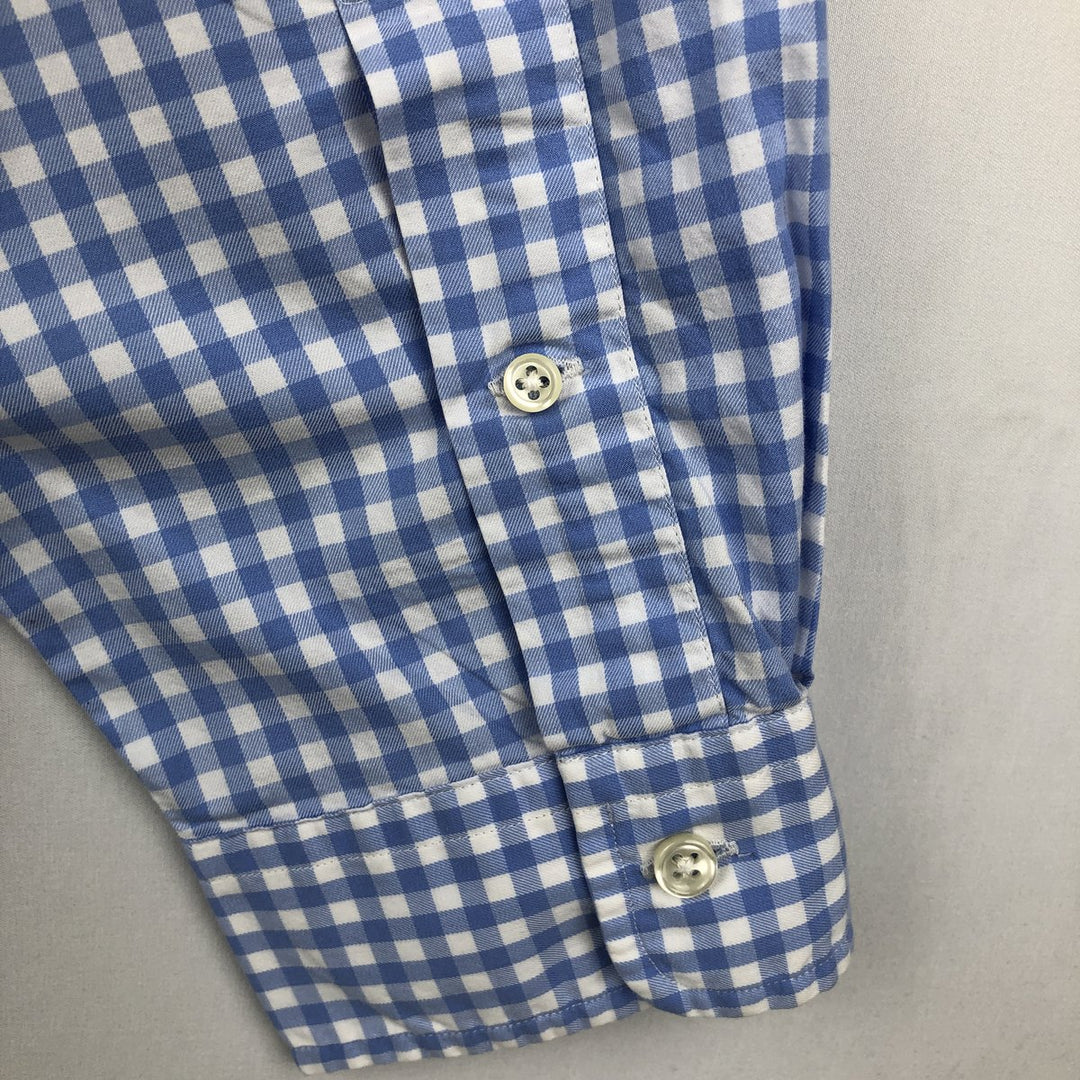 Ralph Lauren Classic Fit Gingham Check Long Sleeve Button-Down Check Shirt, Men's Size XL cotton Blue type light blue Vintage Second Hand