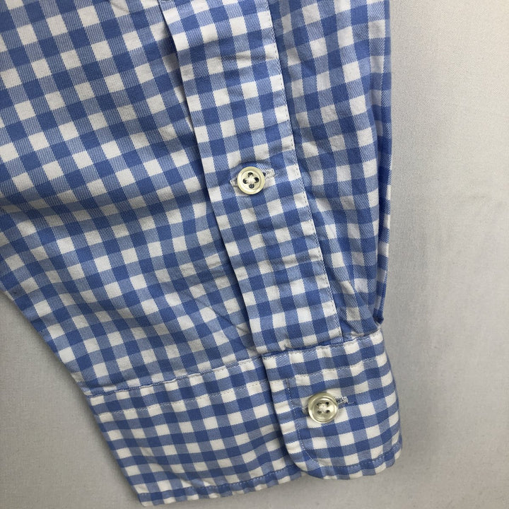 Ralph Lauren Classic Fit Gingham Check Long Sleeve Button-Down Check Shirt, Men's Size XL cotton Blue type light blue Vintage Second Hand