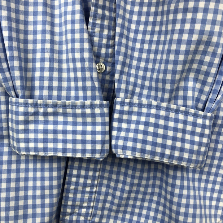 Ralph Lauren Classic Fit Gingham Check Long Sleeve Button-Down Check Shirt, Men's Size XL cotton Blue type light blue Vintage Second Hand
