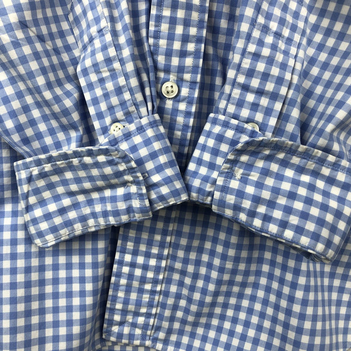 Ralph Lauren Classic Fit Gingham Check Long Sleeve Button-Down Check Shirt, Men's Size XL cotton Blue type light blue Vintage Second Hand