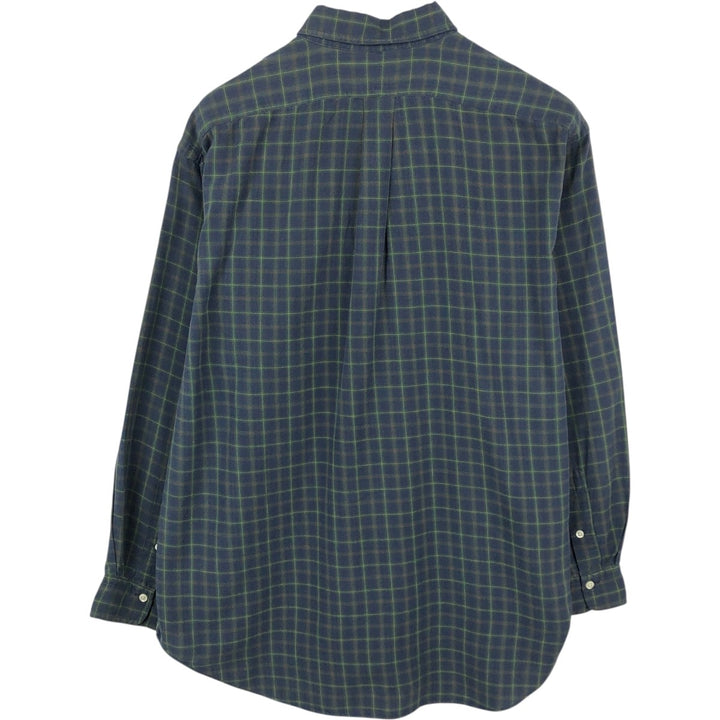 Ralph Lauren long sleeve button down check shirt, men's size L cotton navy blue type Vintage Second Hand