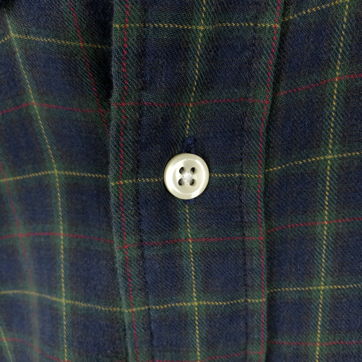 Ralph Lauren long sleeve button down check shirt, men's size L cotton navy blue type Vintage Second Hand