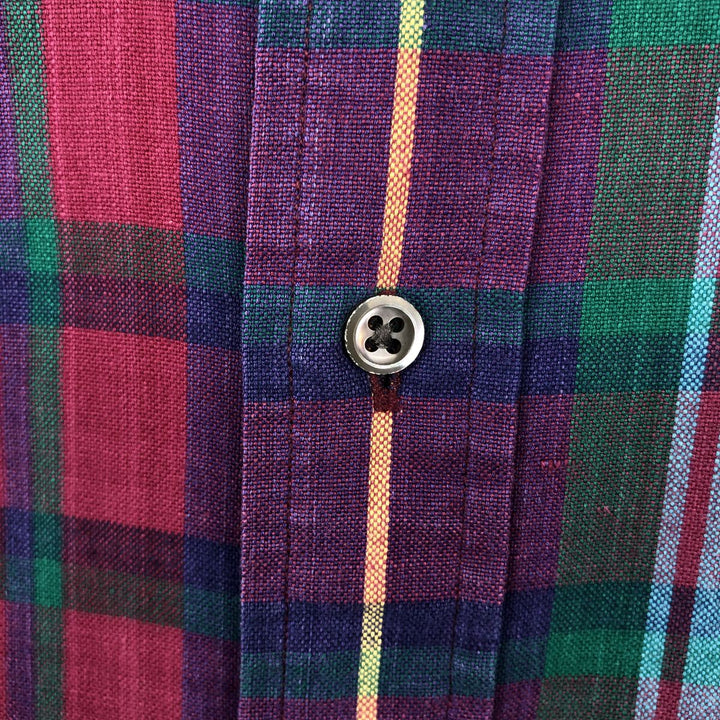 Ralph Lauren long sleeve button down check shirt, men's size L cotton red type Vintage Second Hand