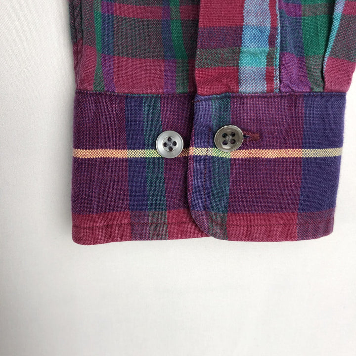 Ralph Lauren long sleeve button down check shirt, men's size L cotton red type Vintage Second Hand