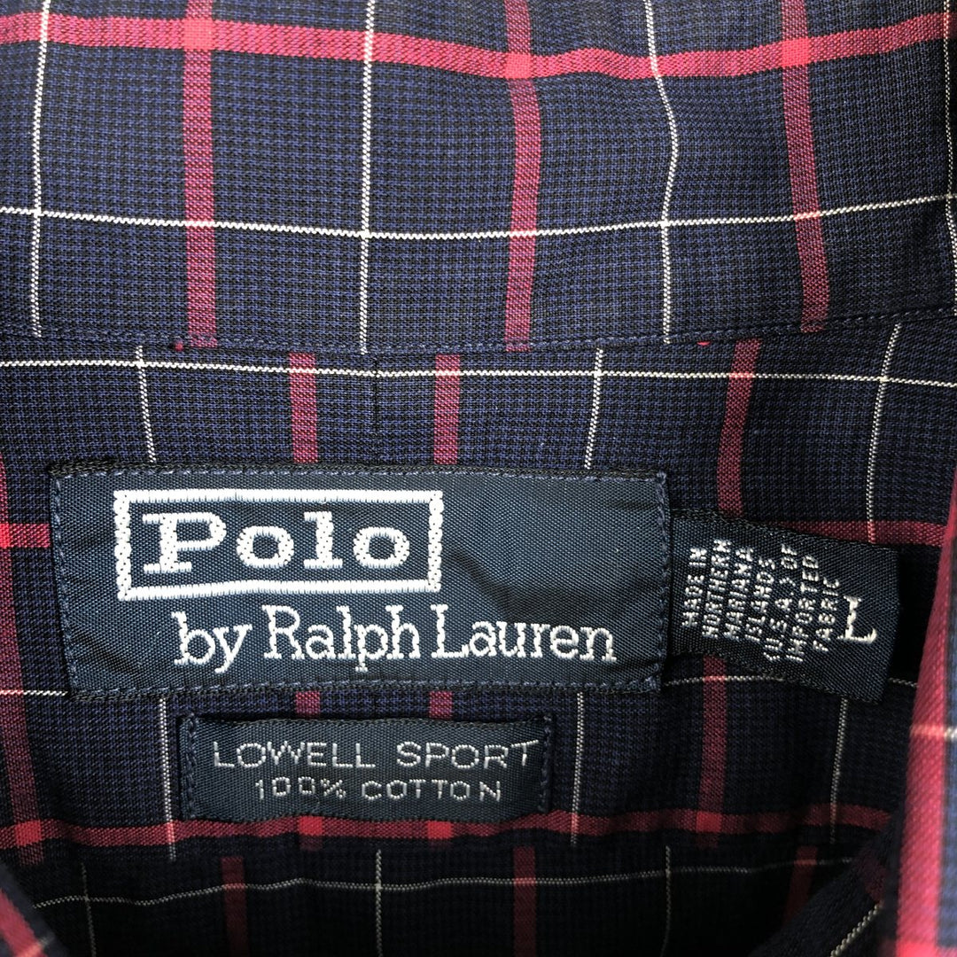 Ralph Lauren POLO by Ralph Lauren LOWEL SPORT Long-Sleeve Cotton Check Shirt, Men's Size L (approx.) cotton navy blue type Vintage Second Hand
