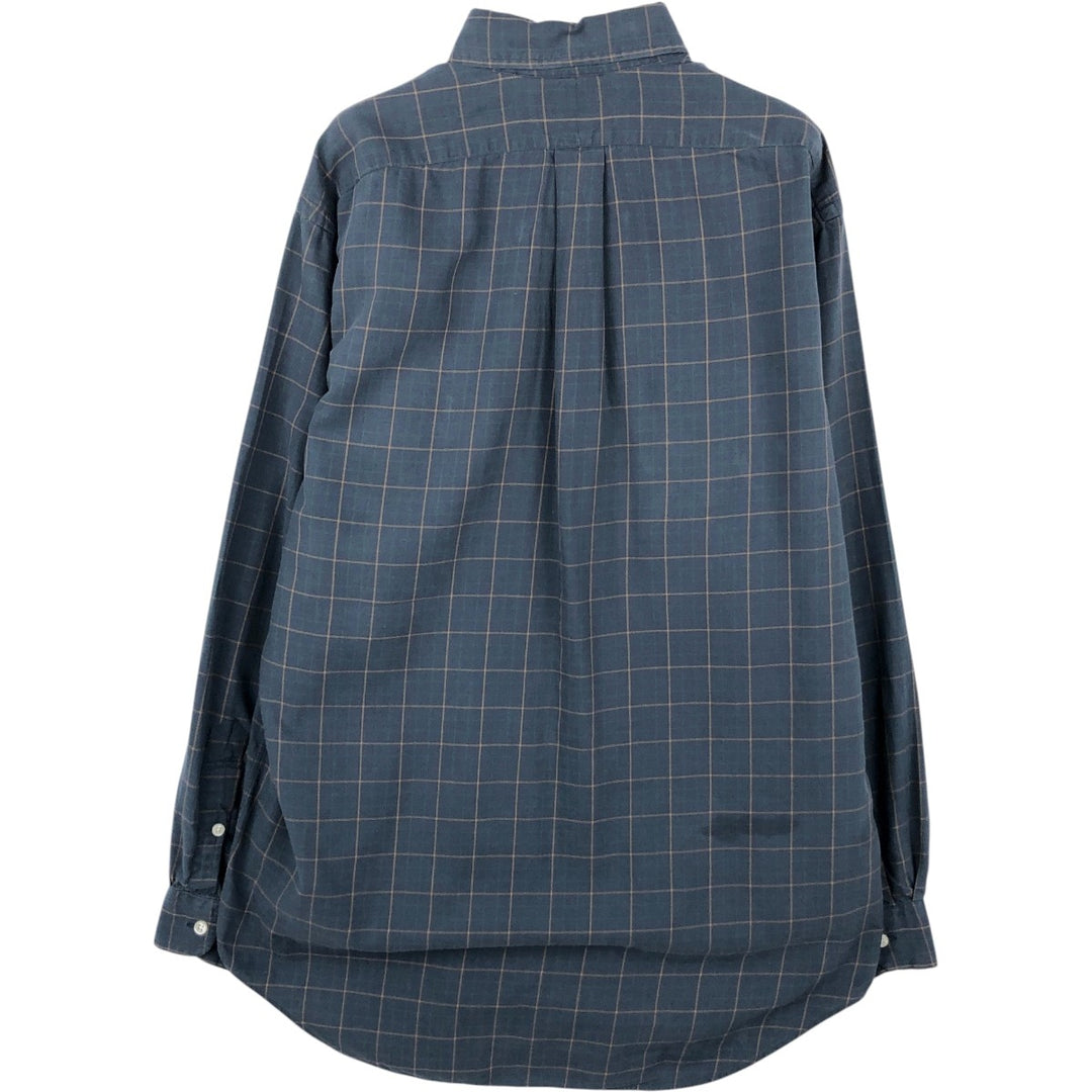 Ralph Lauren BLAKE Long-Sleeve Button-Down Check Shirt, Men's Size S (approx.) cotton navy blue type Vintage Second Hand