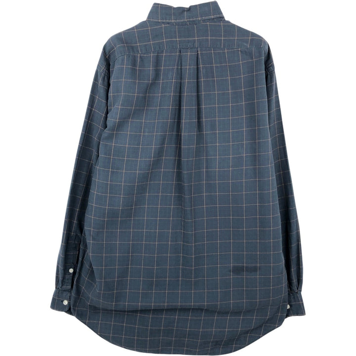 Ralph Lauren BLAKE Long-Sleeve Button-Down Check Shirt, Men's Size S (approx.) cotton navy blue type Vintage Second Hand