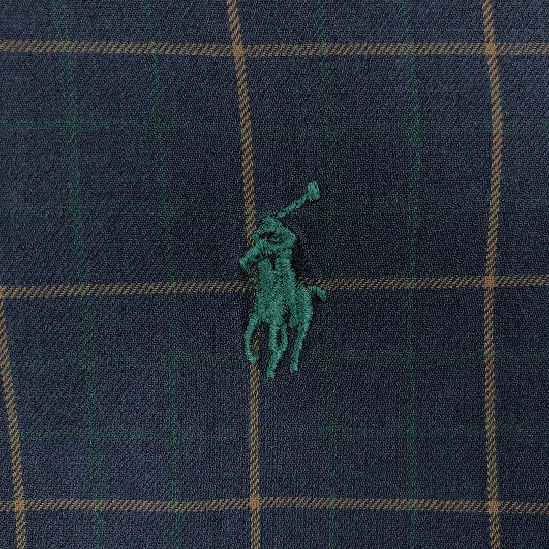 Ralph Lauren BLAKE Long-Sleeve Button-Down Check Shirt, Men's Size S (approx.) cotton navy blue type Vintage Second Hand