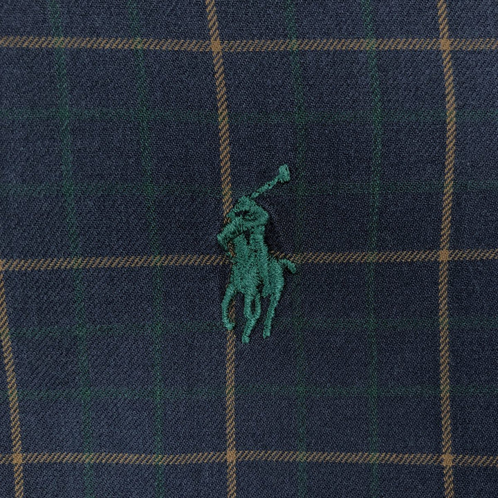 Ralph Lauren BLAKE Long-Sleeve Button-Down Check Shirt, Men's Size S (approx.) cotton navy blue type Vintage Second Hand