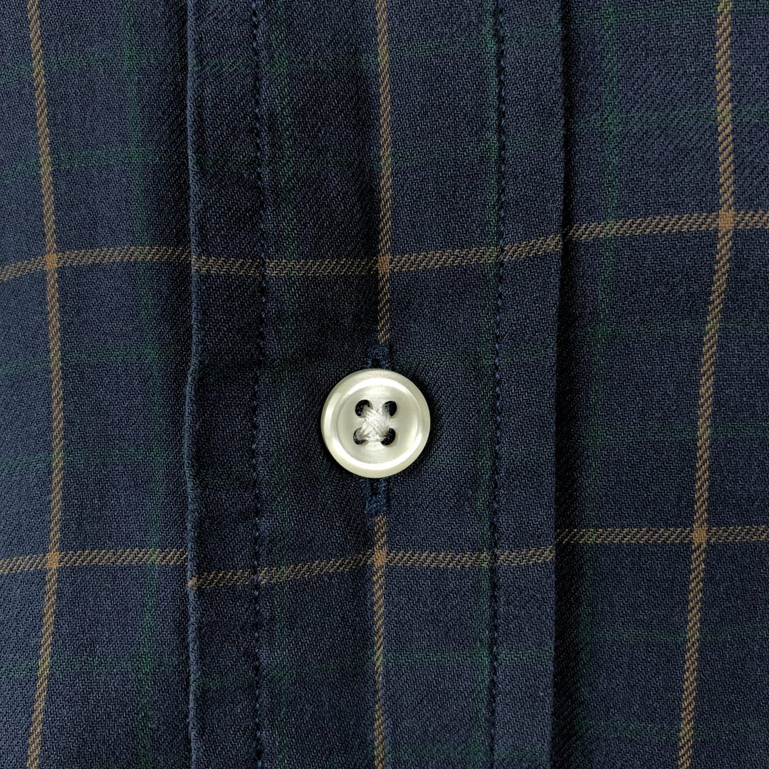 Ralph Lauren BLAKE Long-Sleeve Button-Down Check Shirt, Men's Size S (approx.) cotton navy blue type Vintage Second Hand
