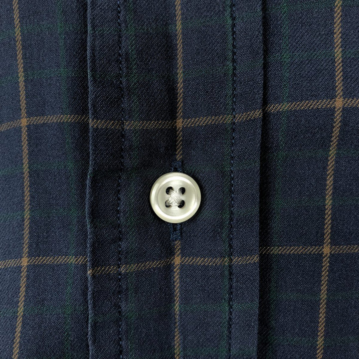 Ralph Lauren BLAKE Long-Sleeve Button-Down Check Shirt, Men's Size S (approx.) cotton navy blue type Vintage Second Hand