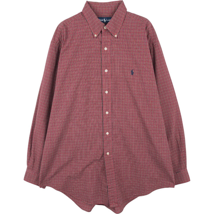 Ralph Lauren YARMOUTH Long Sleeve Button-Down Check Shirt, Men's Size L cotton red type Vintage Second Hand