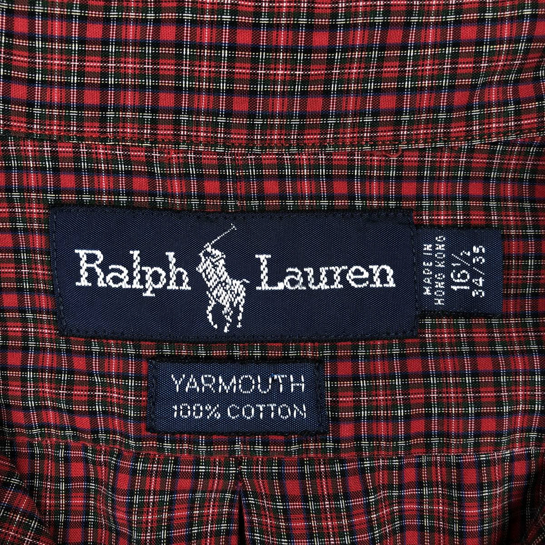 Ralph Lauren YARMOUTH Long Sleeve Button-Down Check Shirt, Men's Size L cotton red type Vintage Second Hand