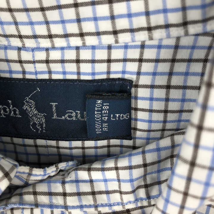 Ralph Lauren long sleeve button down check shirt, men's size L cotton white type Vintage Second Hand