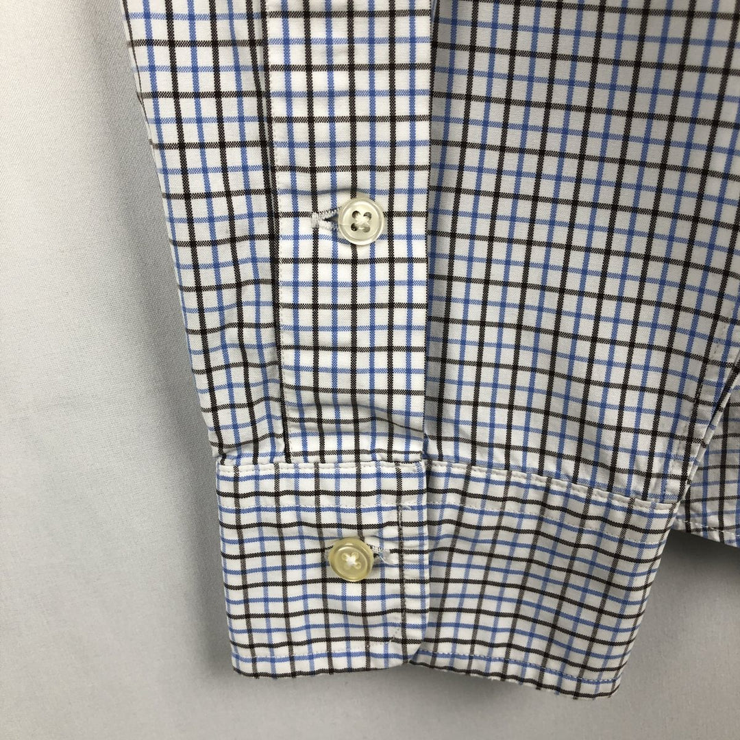 Ralph Lauren long sleeve button down check shirt, men's size L cotton white type Vintage Second Hand