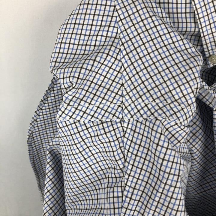 Ralph Lauren long sleeve button down check shirt, men's size L cotton white type Vintage Second Hand