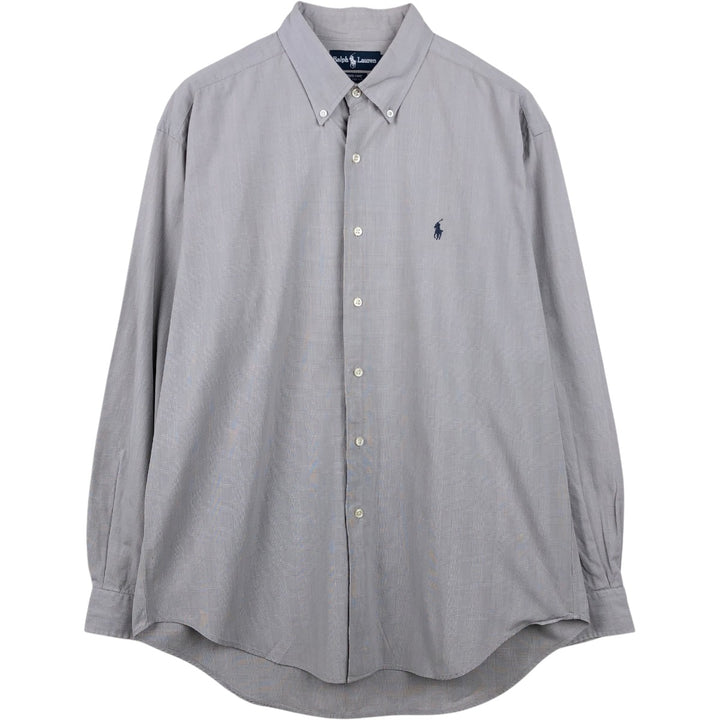 Ralph Lauren MARLOWE Long Sleeve Button-Down Check Shirt, Men's Size L cotton gray type Vintage Second Hand