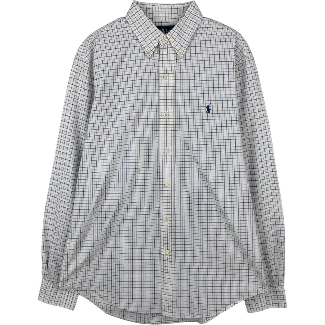 Ralph Lauren CUSTOM FIT long sleeve button down check shirt men's size M cotton white type Vintage Second Hand