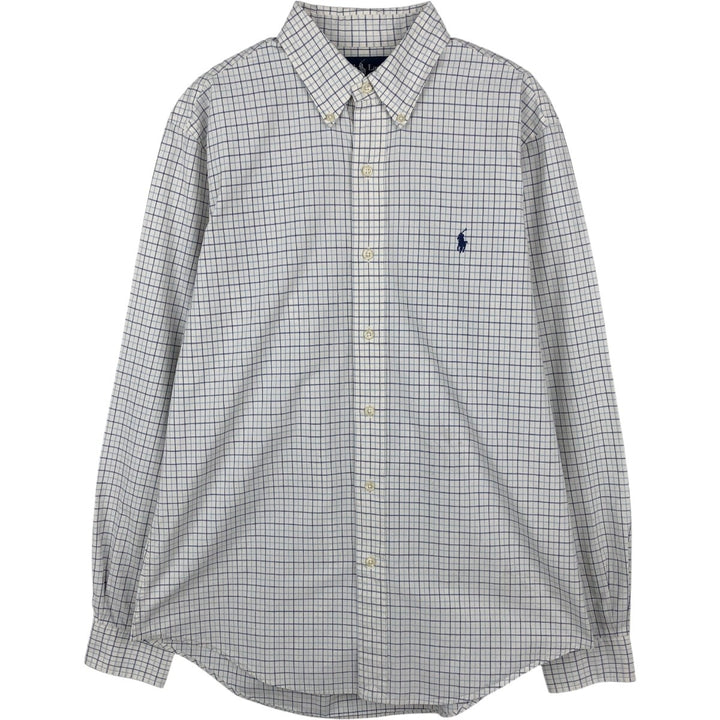 Ralph Lauren CUSTOM FIT long sleeve button down check shirt men's size M cotton white type Vintage Second Hand