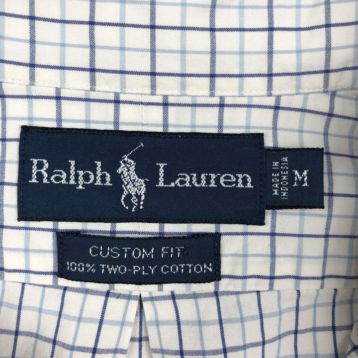 Ralph Lauren CUSTOM FIT long sleeve button down check shirt men's size M cotton white type Vintage Second Hand