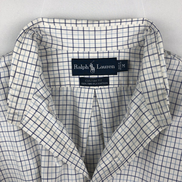 Ralph Lauren CUSTOM FIT long sleeve button down check shirt men's size M cotton white type Vintage Second Hand