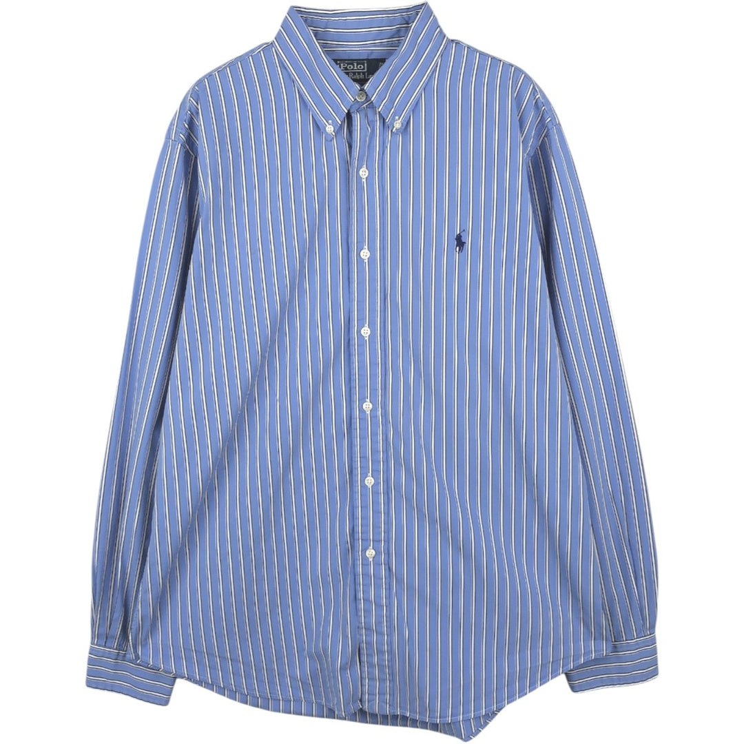 Ralph Lauren POLO by Ralph Lauren CUSTOM FIT long sleeve button down striped shirt men's size L cotton Blue type light blue Vintage Second Hand