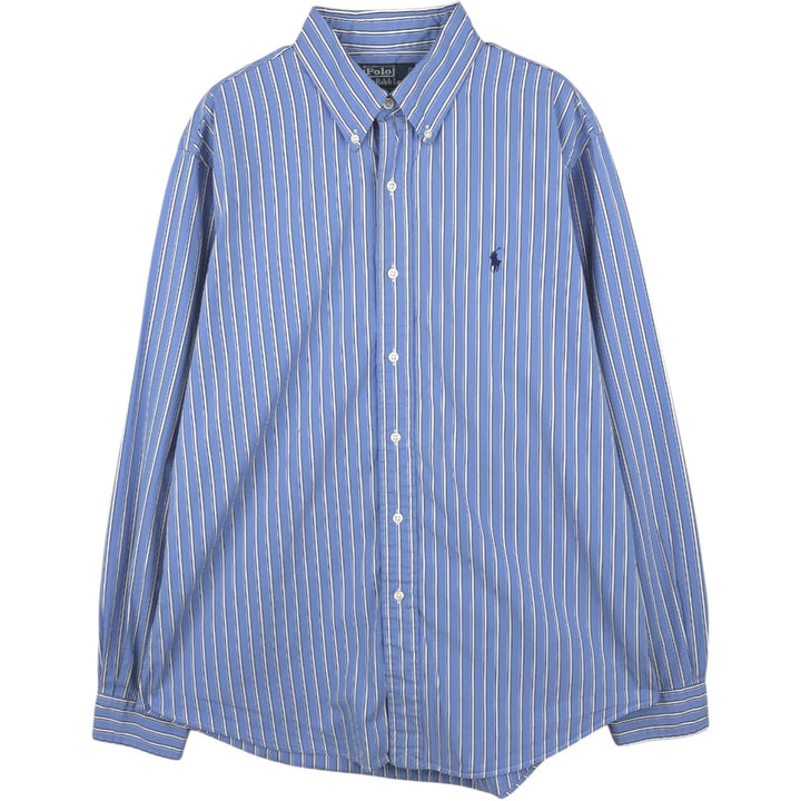 Ralph Lauren POLO by Ralph Lauren CUSTOM FIT long sleeve button down striped shirt men's size L cotton Blue type light blue Vintage Second Hand